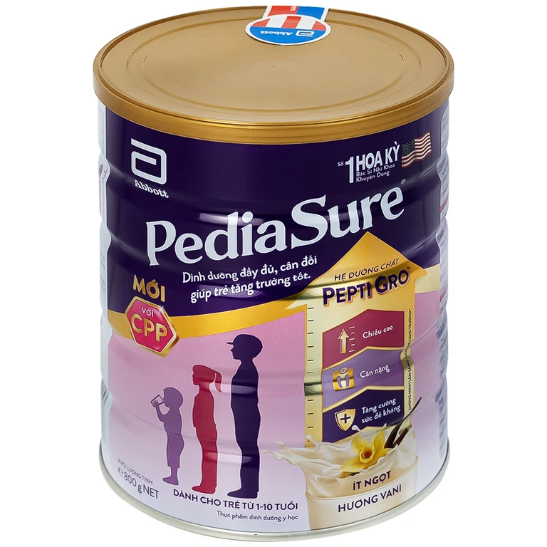 Sữa bột PediaSure 800g Abbott hương vani bổ sung dinh dưỡng cho bé từ 1-10 tuổi