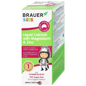 Siro Brauer Baby Kids Liquid Calcium With Magnesium And Zinc 200ml hỗ trợ xương, răng chắc khỏe