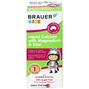Siro Brauer Baby Kids Liquid Calcium With Magnesium And Zinc 200ml hỗ trợ xương, răng chắc khỏe