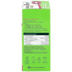 Siro Brauer Baby Kids Liquid Calcium With Magnesium And Zinc 200ml hỗ trợ xương, răng chắc khỏe