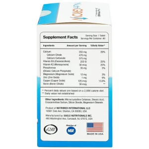 Viên uống NutriGrow Nutrimed bổ sung canxi, vitamin D3, vitamin K2, hấp thu canxi (60 viên)