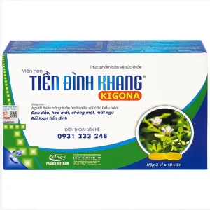 Viên uống Tiền Đình Khang Kigona Eloge hỗ trợ hoạt huyết, tăng cường tuần hoàn máu não (3 vỉ x 10 viên)