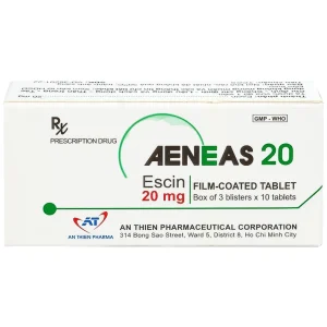 Thuốc Aeneas 20 An Thiên điều trị phù não, phòng và điều trị tụ máu (3 vỉ x 10 viên)