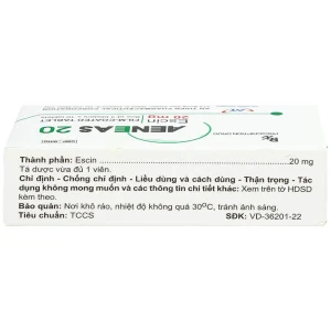 Thuốc Aeneas 20 An Thiên điều trị phù não, phòng và điều trị tụ máu (3 vỉ x 10 viên)