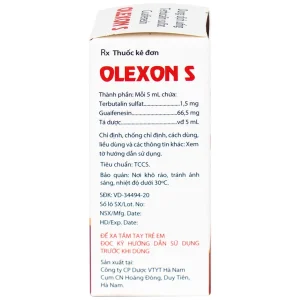 Dung dịch uống Terbutalin sulfat Guaifenesin OLEXON S Hà Nam điều trị ho có đờm, ho do hen phế quản (90ml)