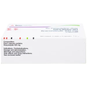 Thuốc Sporacid Itraconazole 100mg Dexa điều trị nấm candida âm hộ, âm đạo (3 vỉ x 4 viên)
