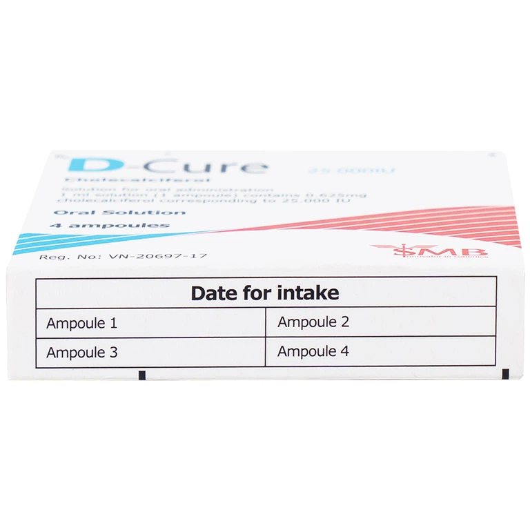 Dung dịch D-Cure 25000IU SMB phòng và điều trị thiếu vitamin D (1 vỉ x 4 ống)