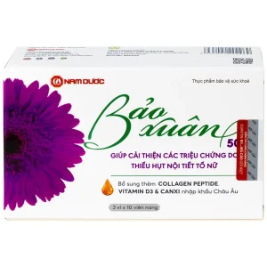 Viên uống Bảo Xuân Tuổi 50+ Nam Dược bổ sung và hỗ trợ cân bằng nội tiết tố nữ Estrogen (3 vỉ x 10 viên)