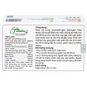 Viên uống Bảo Xuân Tuổi 50+ Nam Dược bổ sung và hỗ trợ cân bằng nội tiết tố nữ Estrogen (3 vỉ x 10 viên)