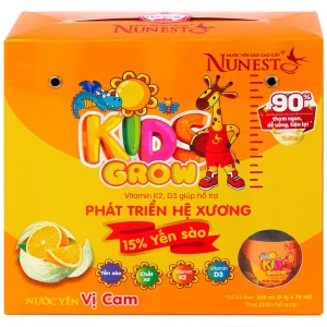 Nước yến sào cao cấp Nunest Kid Grow vị cam hỗ trợ phát triển hệ xương, tăng cường sức khỏe (6 lọ x 70ml)