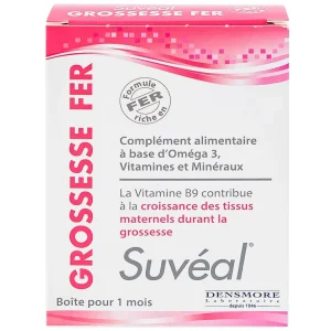 Viên uống Suvéal Grossesse Fer Densmore bổ sung Omega 3, DHA, Vitamin, khoáng chất (2 vỉ x 15 viên)