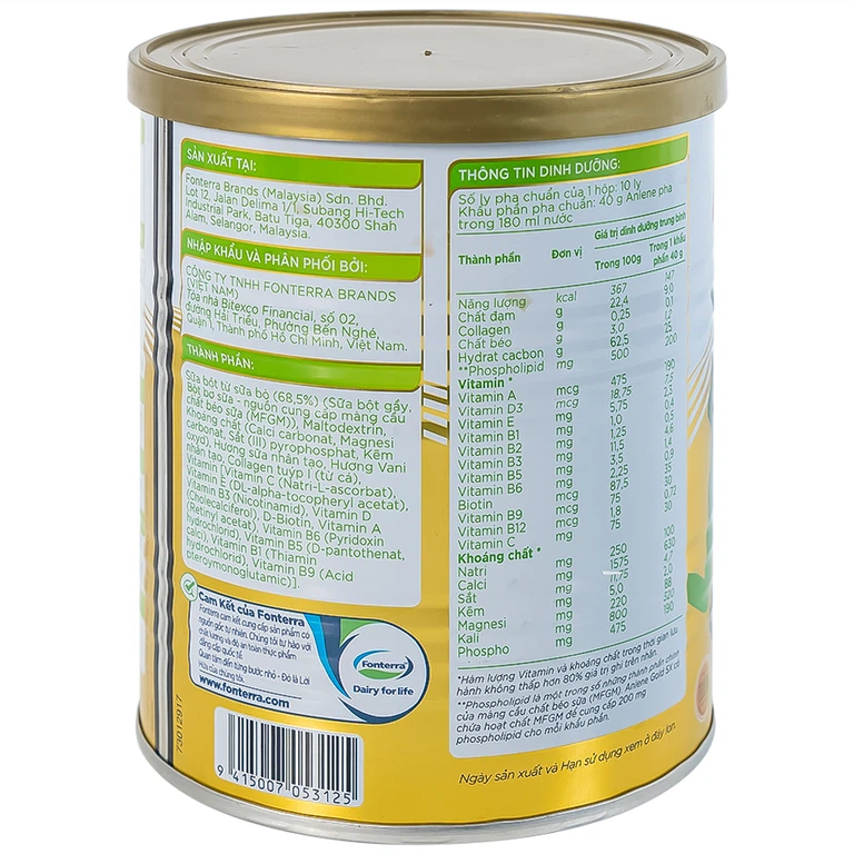 Sữa Anlene Gold 5X hương vani tăng cường sức khỏe cơ-xương-khớp dành cho người trên 40 tuổi (400g)