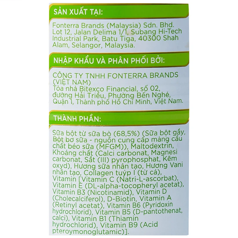 Sữa Anlene Gold 5X hương vani tăng cường sức khỏe cơ-xương-khớp dành cho người trên 40 tuổi (400g)