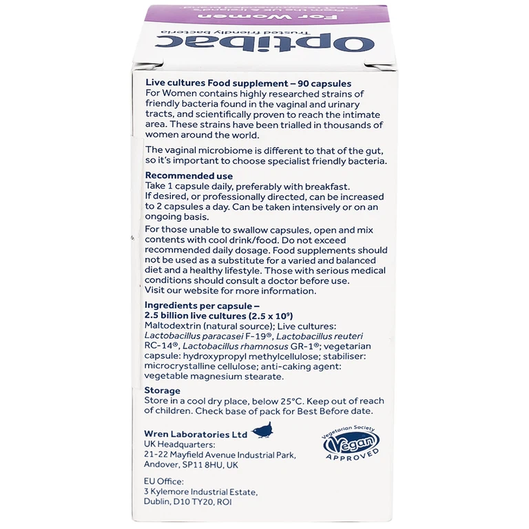 Viên uống Optibac For Women Optibac Probiotics bổ sung lợi khuẩn hỗ trợ sức khỏe nữ giới (90 viên)