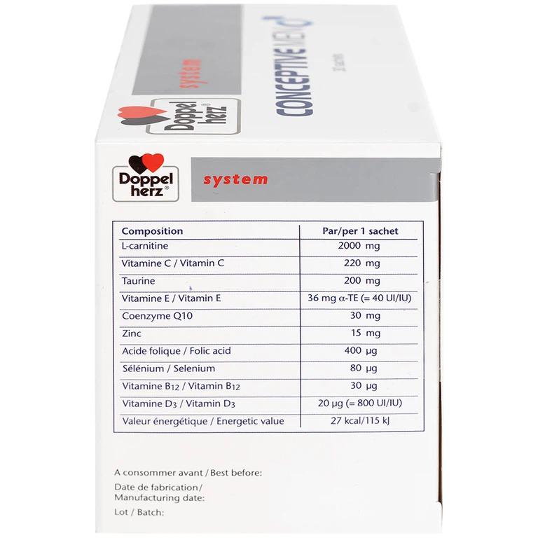 Doppelherz Conceptive Men 10g bổ sung vitamin và các vi chất dinh dưỡng hỗ trợ cải thiện sinh lý nam (30 gói)