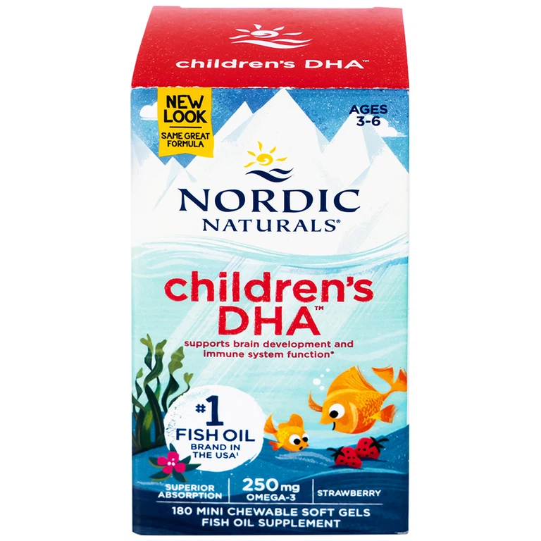 Viên nang mềm Nordic Naturals Children's DHA Strawberry Flavor tăng cường sức đề kháng, tốt cho não bộ (180 viên)