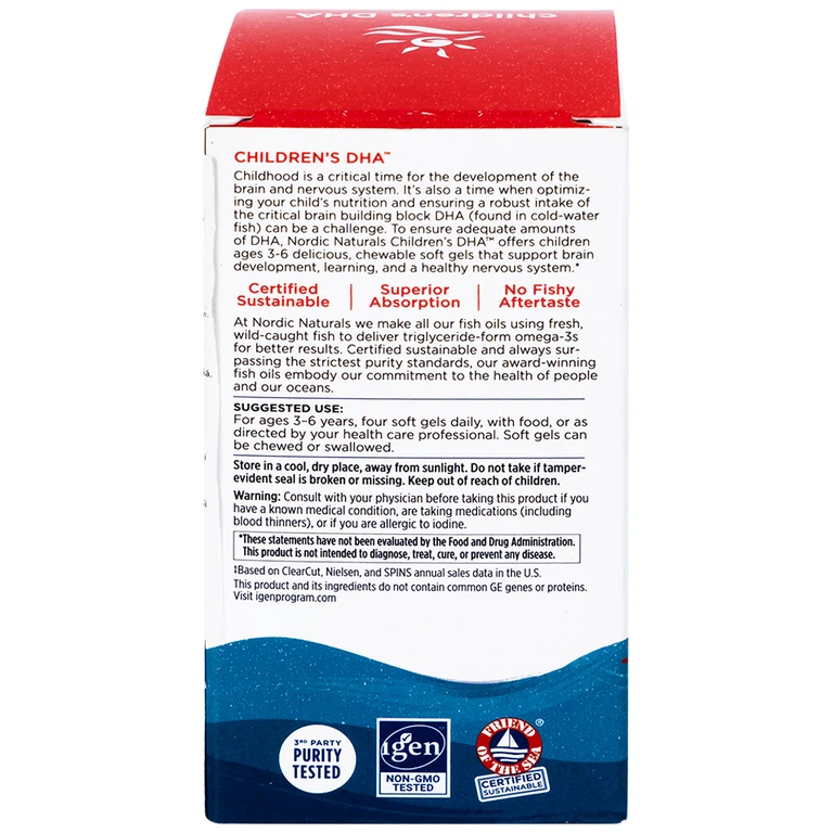 Viên nang mềm Nordic Naturals Children's DHA Strawberry Flavor tăng cường sức đề kháng, tốt cho não bộ (180 viên)