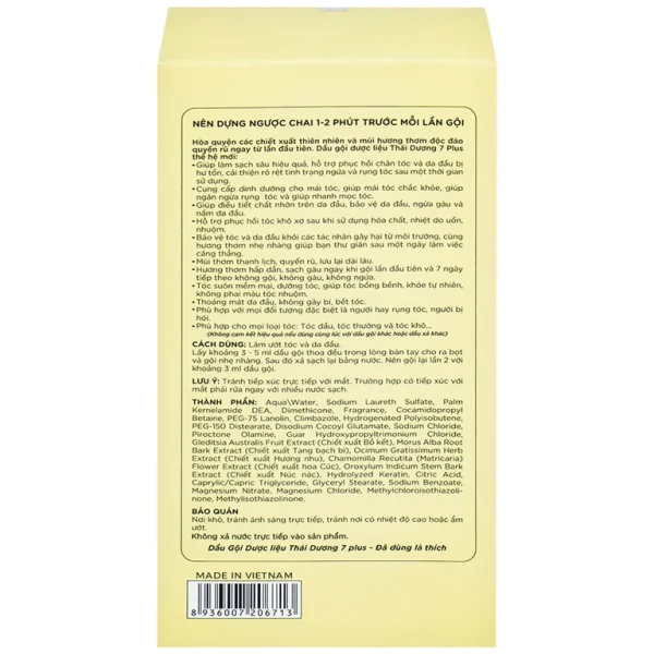 Dầu gội dược liệu Thái Dương 7 Plus Gold Sao Thái Dương sạch gàu, giảm ngứa và rụng tóc (250ml)