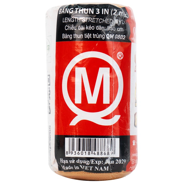 Băng thun 2 móc Minh Quang dùng để băng nén ép cầm máu, cố định khớp (12 cuộn)