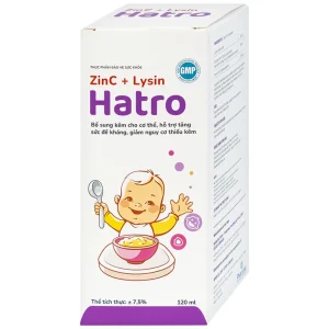 Siro ZinC + Lysin Hatro bổ sung kẽm, hỗ trợ tăng sức đề kháng cho trẻ (120ml)