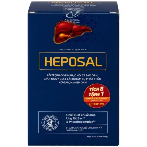 Viên uống Heposal hỗ trợ tăng cường chức năng gan, bảo vệ và phục hồi tế bào gan (3 vỉ x 10 viên)