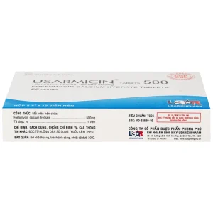 Thuốc Usarmicin Tablets 500 UsarichPharm điều trị nhiễm khuẩn đường tiết niệu (2 vỉ x 10 viên)