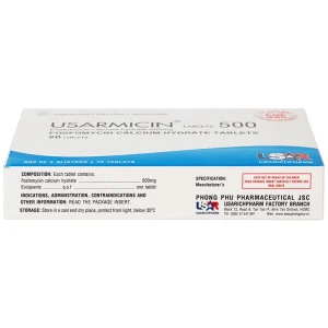 Thuốc Usarmicin Tablets 500 UsarichPharm điều trị nhiễm khuẩn đường tiết niệu (2 vỉ x 10 viên)