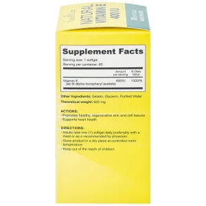 Thực phẩm bảo vệ sức khỏe Natural Vitamin E 400 IU giúp cải thiện sức khỏe da và phục hồi da (60 viên)