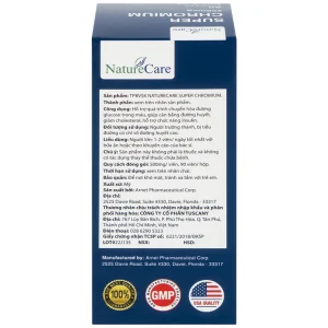Viên uống Super Chromium 250mcg NatureCare cân bằng đường huyết, giảm cholesterol (90 viên)