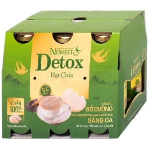 Nước Yến Sào Cao Cấp Nunest Detox hạt chia bổ dưỡng, sáng da (6 Chai x 185ml)