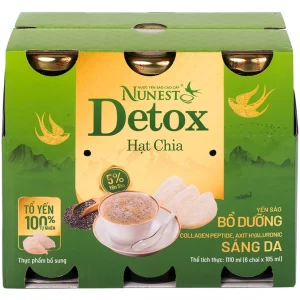 Nước Yến Sào Cao Cấp Nunest Detox hạt chia bổ dưỡng, sáng da (6 Chai x 185ml)