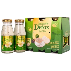 Nước Yến Sào Cao Cấp Nunest Detox hạt chia bổ dưỡng, sáng da (6 Chai x 185ml)