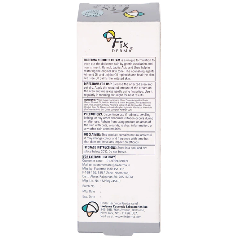 Kem dưỡng Fixderma Nigrilite Cream làm sạch tế bào da chết, mờ thâm, sáng da sẫm màu (50g)