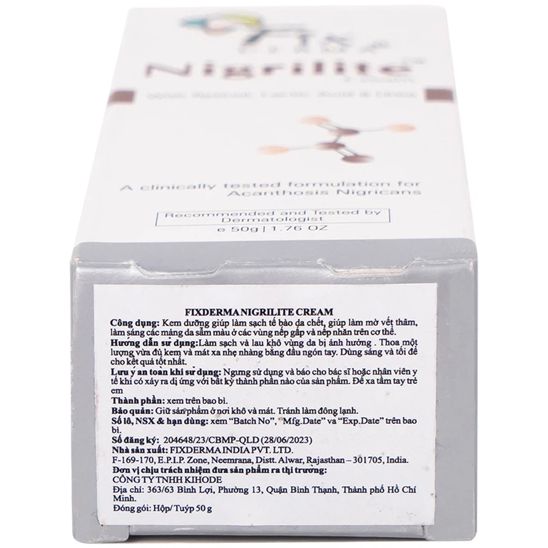 Kem dưỡng Fixderma Nigrilite Cream làm sạch tế bào da chết, mờ thâm, sáng da sẫm màu (50g)
