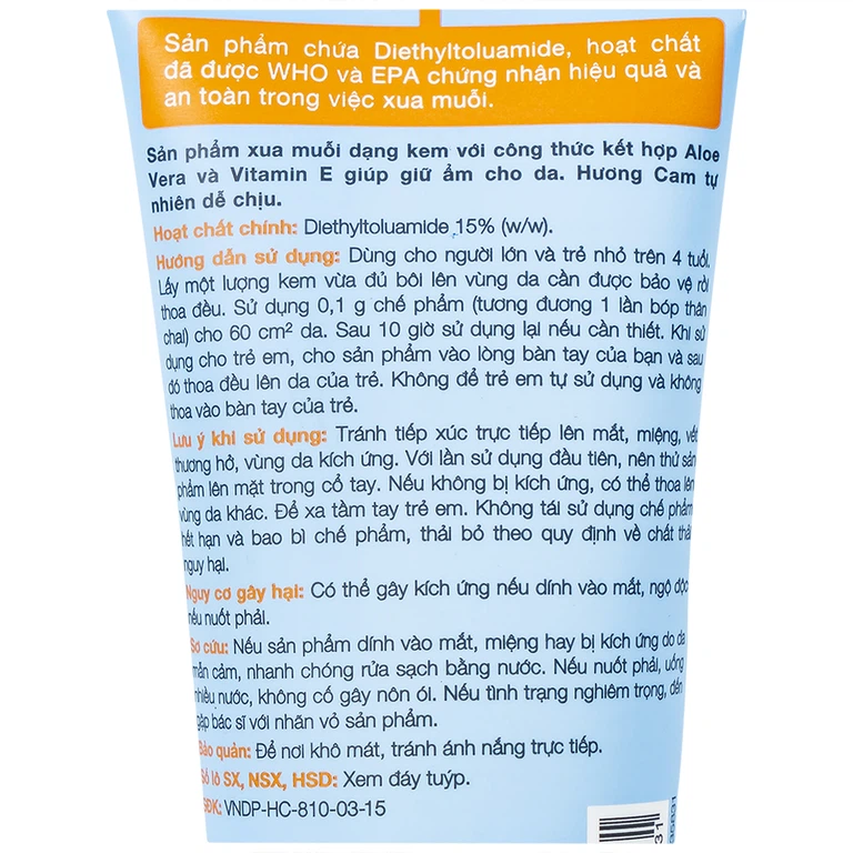 Kem chống muỗi Remos Rohto hương cam suốt 10 giờ (70g)