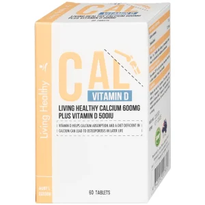 Viên uống Living Healthy Calcium 600mg Plus Vitamin D 500IU hỗ trợ phát triển xương, răng (60 viên)