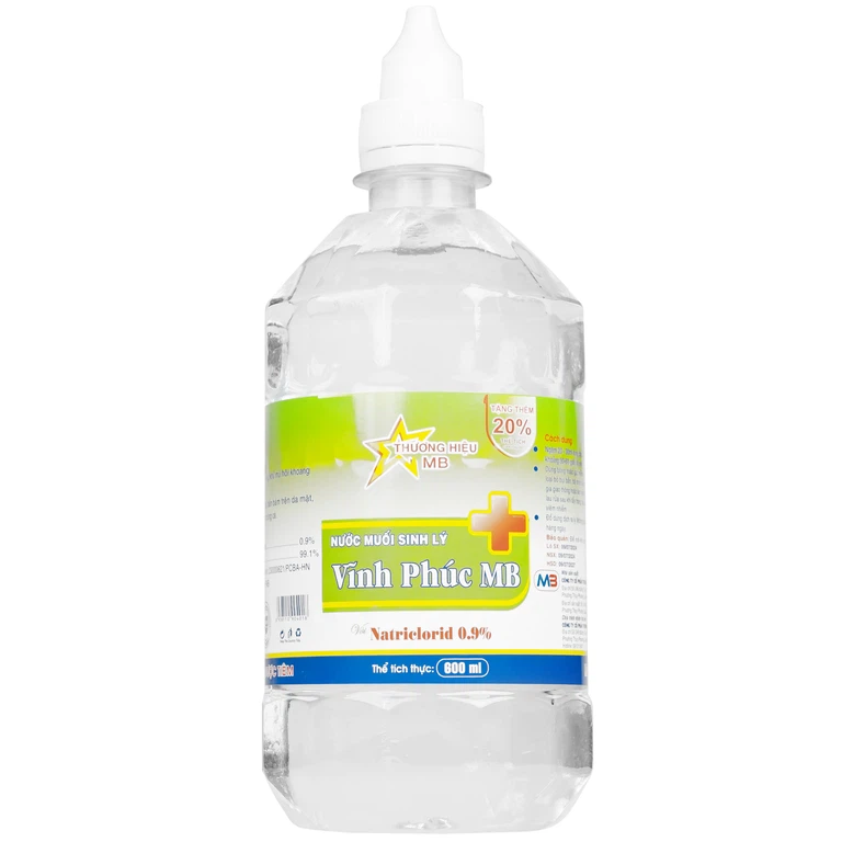 Nước muối Vĩnh Phúc Natriclorid 0.9% Smiles làm sạch răng, khử mùi hôi khoang miệng (600ml)