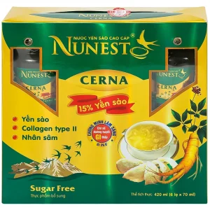 Nước Yến Sào Cao Cấp Nunest 15% Cerna bồi bổ cơ thể, tăng cường sức khỏe (6 hũ x 70ml)