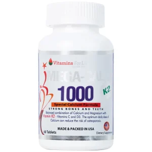 Viên uống Mega-Cal 1000 Vitamins For Life giúp bổ sung canxi, chống loãng xương (60 viên)