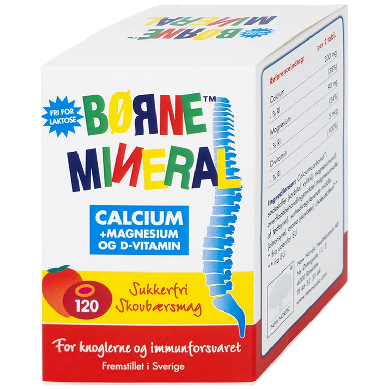 Viên nhai Borne Mineral New Nordic hỗ trợ phát triển xương, giúp tăng chiều cao, tăng đề kháng (120 viên)