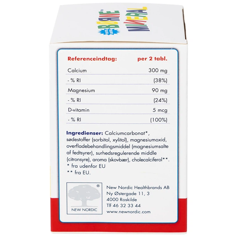 Viên nhai Borne Mineral New Nordic hỗ trợ phát triển xương, giúp tăng chiều cao, tăng đề kháng (120 viên)