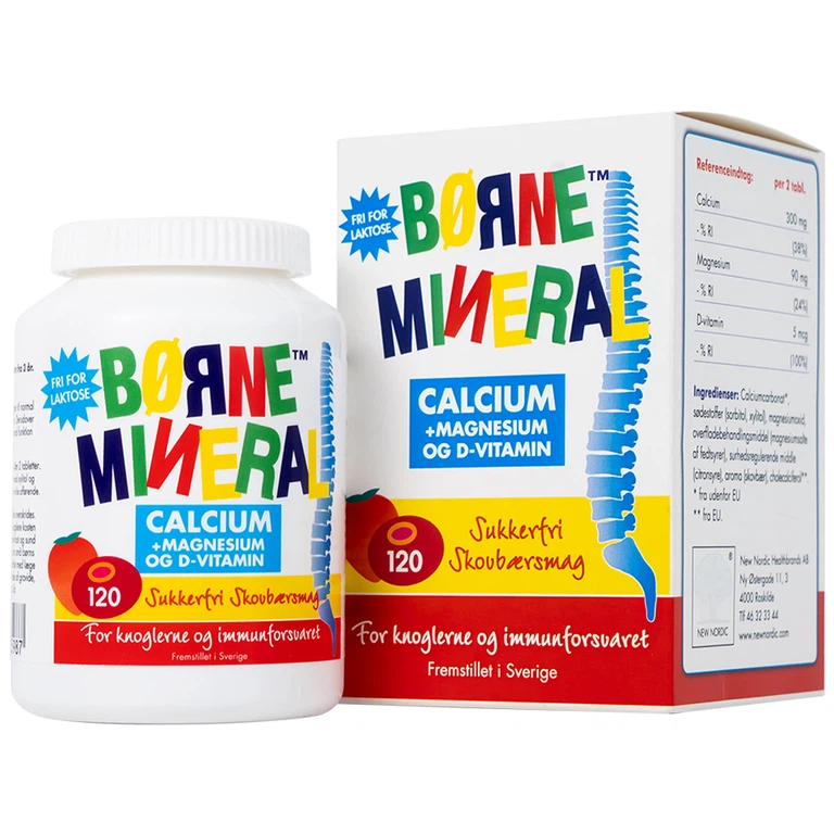 Viên nhai Borne Mineral New Nordic hỗ trợ phát triển xương, giúp tăng chiều cao, tăng đề kháng (120 viên)