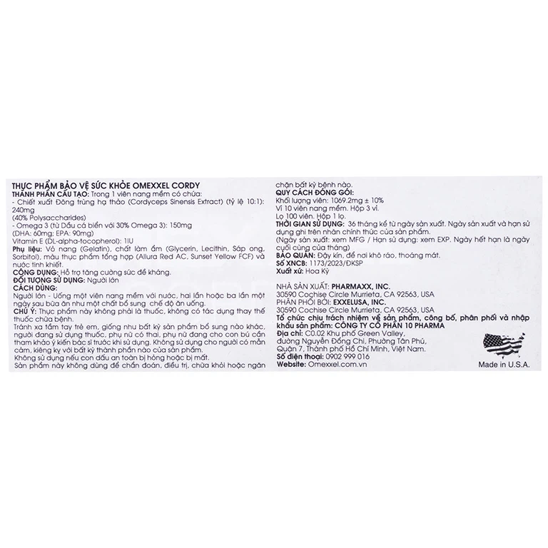 Viên nang mềm Omexxel Cordy hỗ trợ tăng sức đề kháng (3 vỉ x 10 viên)