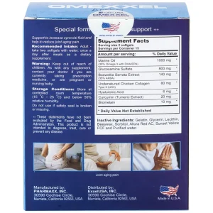 Viên nang mềm Omexxel Arthri hỗ trợ tăng tiết dịch khớp, giảm đau do lão hóa khớp (3 vỉ x 10 viên)