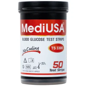 Que thử đường huyết MediUSA TS3300 sử dụng cùng máy đo đường huyết MediUSA GM3300 (50 que)