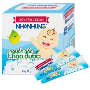 Bột pha nước tắm trẻ em Nhân Hưng làm sạch da, kháng khuẩn (1g x 30 gói)
