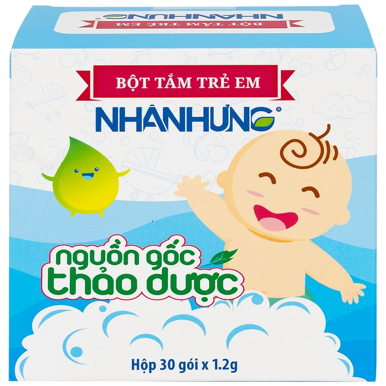 Bột pha nước tắm trẻ em Nhân Hưng làm sạch da, kháng khuẩn (1g x 30 gói)