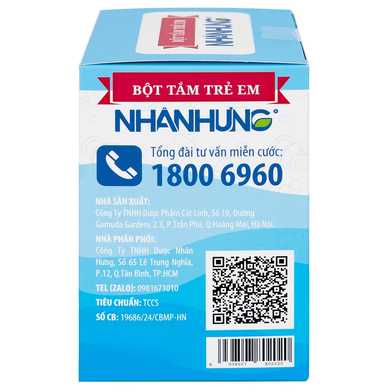 Bột pha nước tắm trẻ em Nhân Hưng làm sạch da, kháng khuẩn (1g x 30 gói)