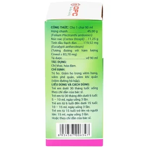 Siro HoAstex 90ml OPC dùng trị ho, giảm ho trong viêm họng, viêm phế quản