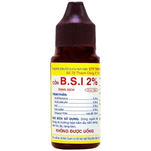 Cồn BSI 2% Nam Việt điều trị nấm da, nấm móng, nấm tóc, lác, lang ben (chai)